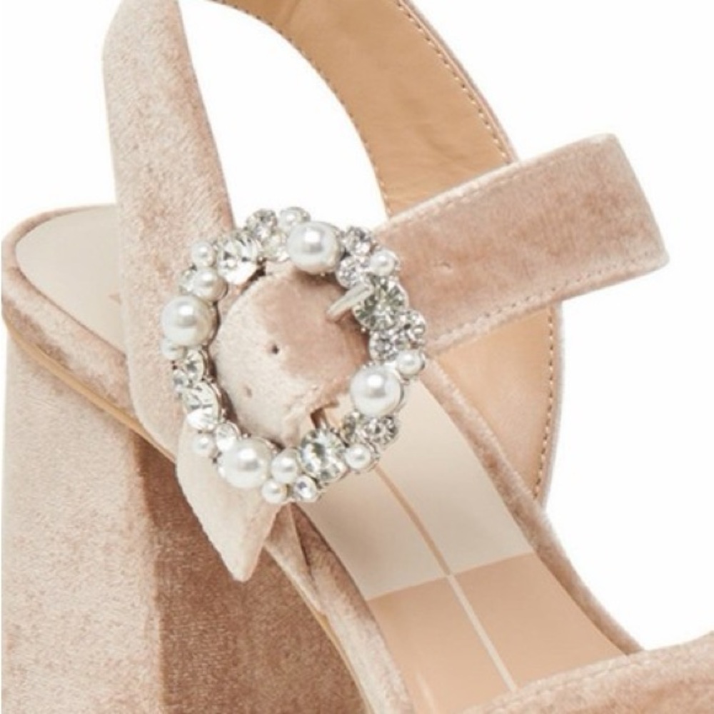 Dolce Vita Velvet Platform Sandals in Tan - Picture 3 of 9
